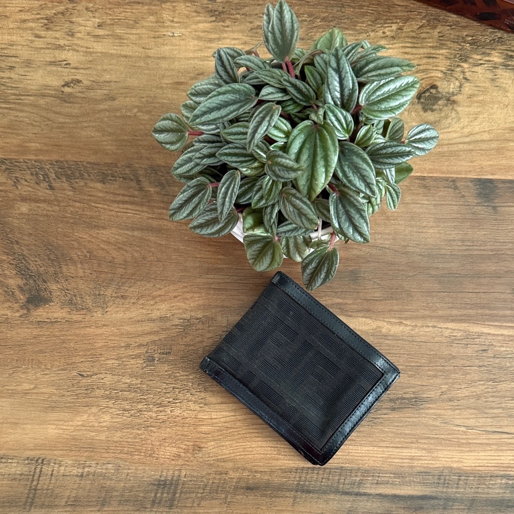 ** FENDI ** zucca canvas Elegant Black Men's Bifold Wallet